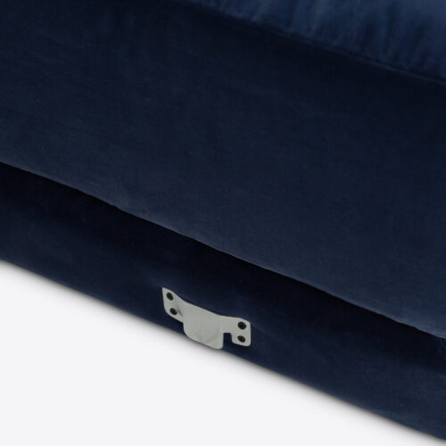 cornflower blue velvet Milano sectional sofa 70's style