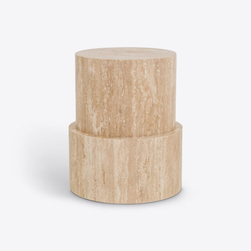 travertine plinth side end table