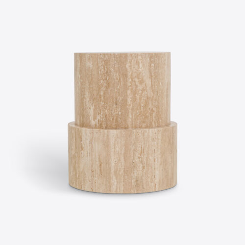 travertine plinth side end table