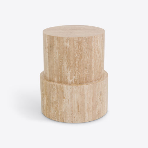 travertine plinth side end table