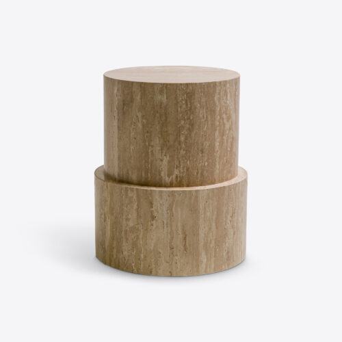 travertine plinth side end table