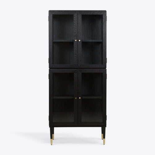 Richmond oak ebonised glazed tall drinks cabinet