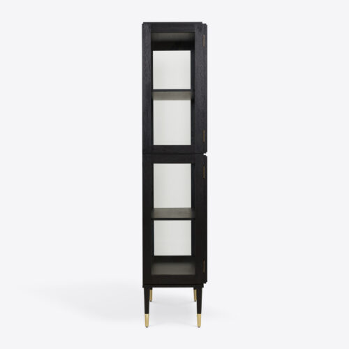 Richmond oak ebonised glazed tall drinks cabinet mid-century inspired