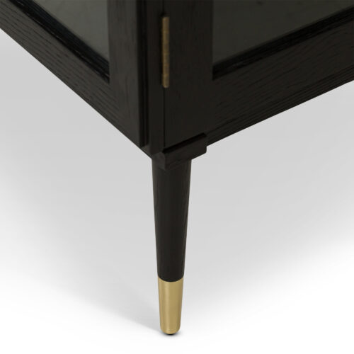 Richmond oak ebonised glazed tall drinks cabinet mid-century inspired