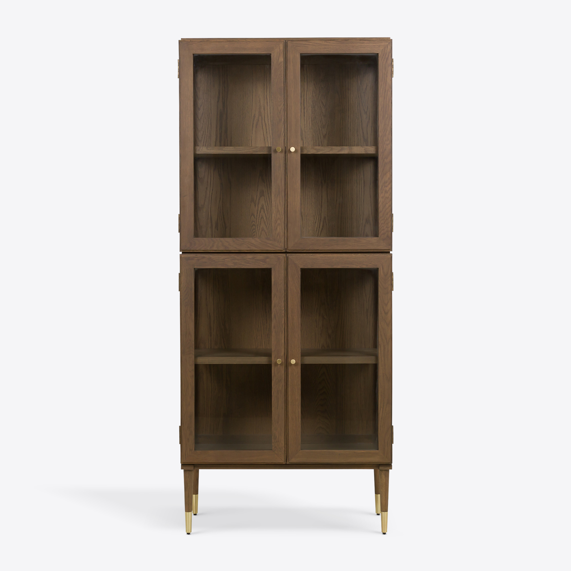 Richmond oak ebonised mid-century inspired glazed tall drinks cabinet