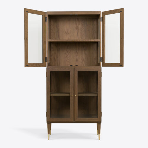 Richmond oak ebonised glazed tall drinks cabinet mid-century inspired