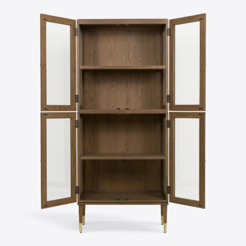 Richmond oak ebonised glazed tall drinks cabinet mid-century inspired