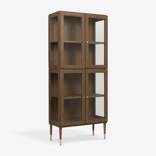 Richmond oak ebonised glazed tall drinks cabinet mid-century inspired