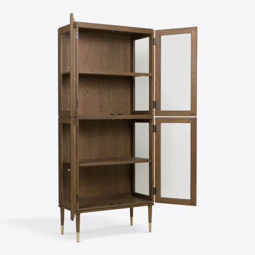 Richmond oak ebonised glazed tall drinks cabinet mid-century inspired