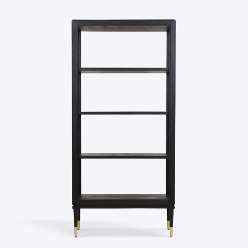 Richmond oak ebonised tall etagere bookcase shelves in mi-century style