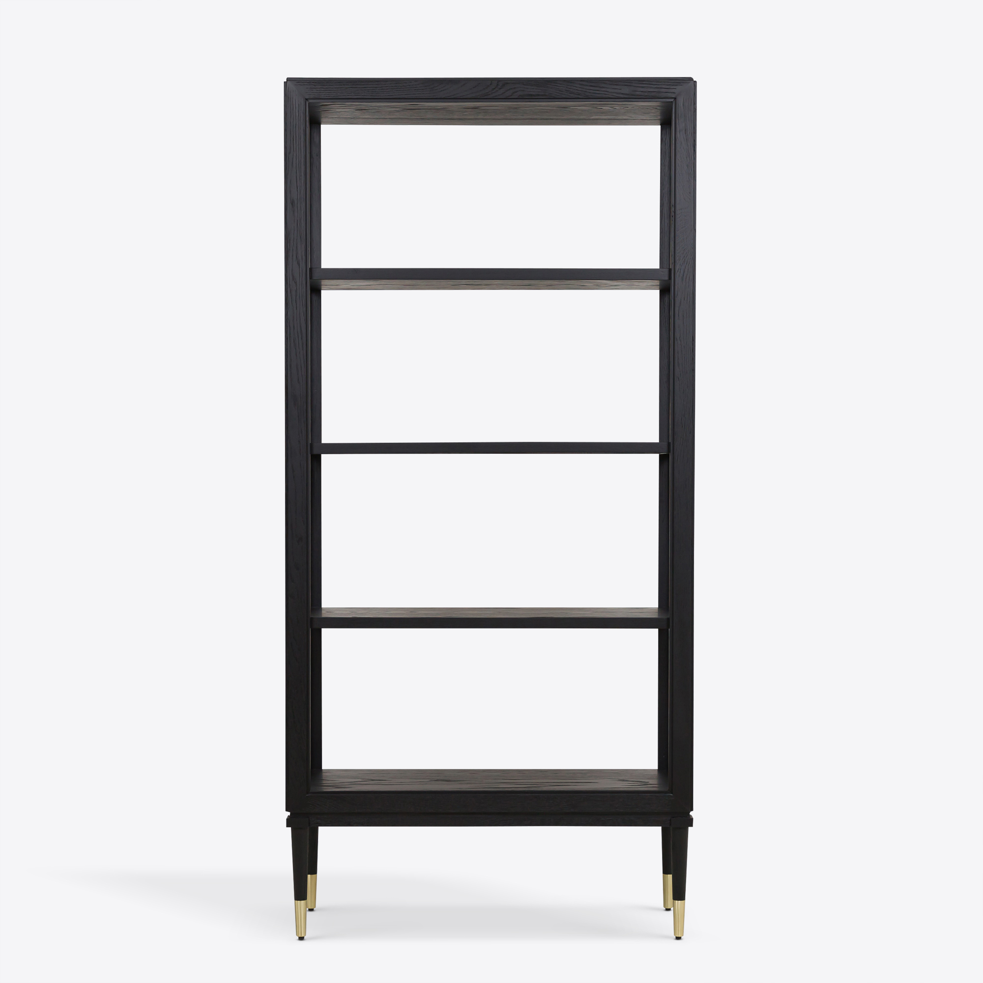 Richmond oak ebonised tall etagere bookcase shelves in mi-century style