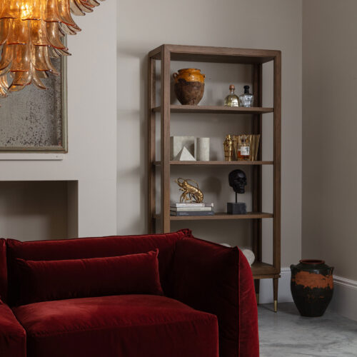 Richmond oak mid-century inspired etagere bookcase