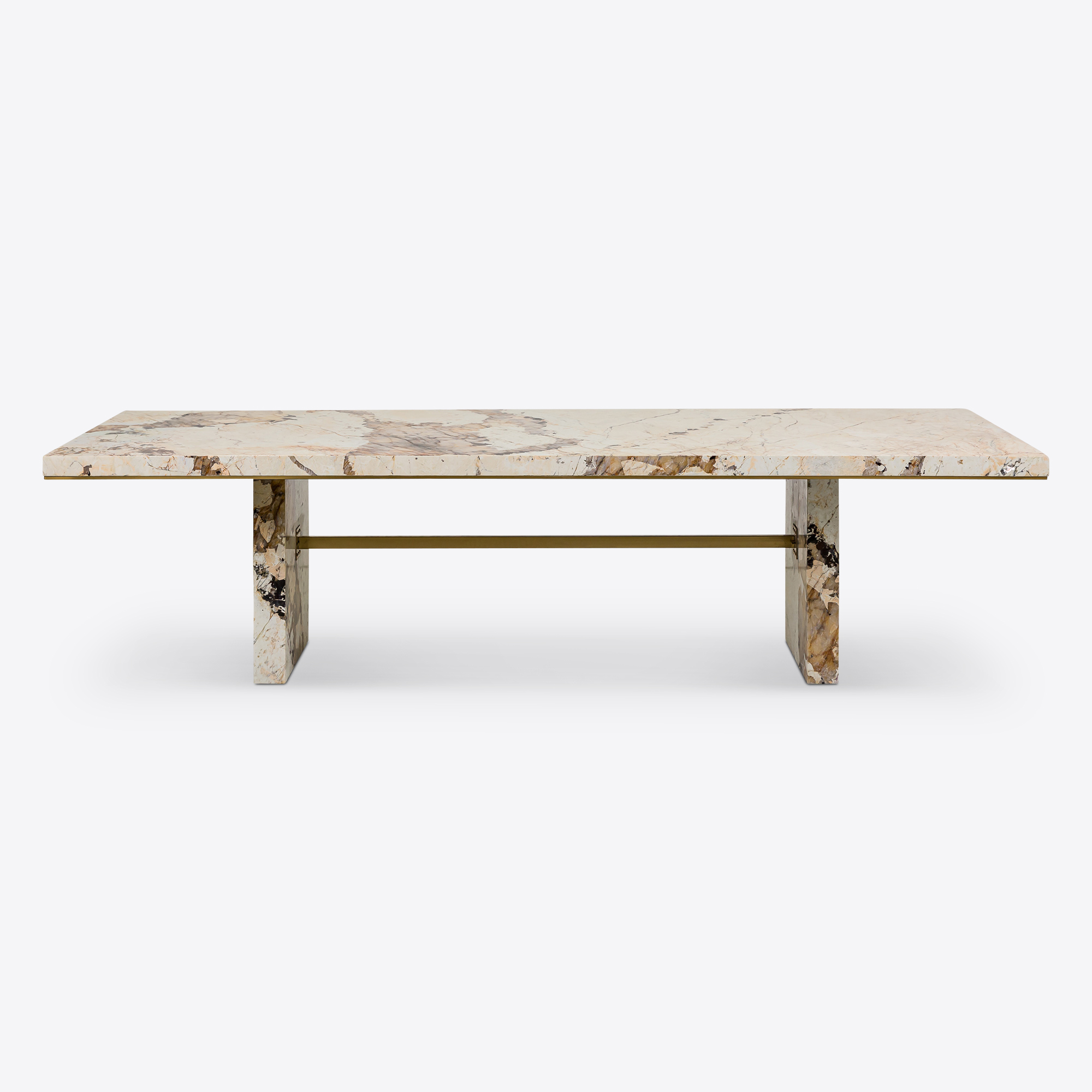 Patagonia quartzite luxury dining table marble brass