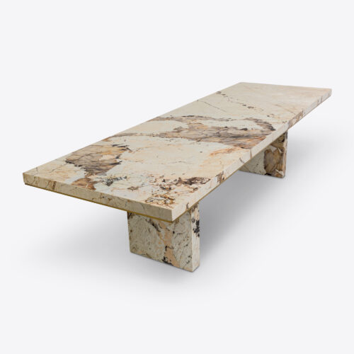 Patagonia quartzite luxury dining table marble brass