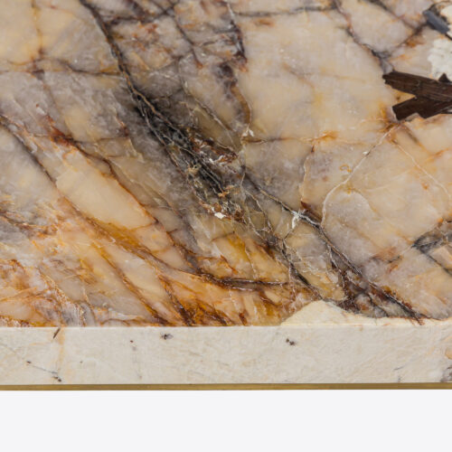 Patagonia quartzite luxury dining table marble brass