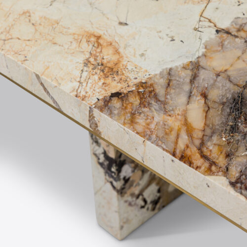 Patagonia quartzite luxury dining table marble brass