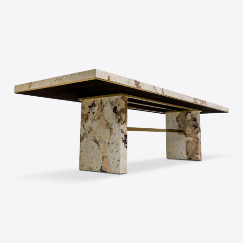 Patagonia quartzite luxury dining table marble brass