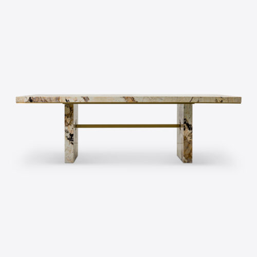 Patagonia quartzite luxury dining table marble brass