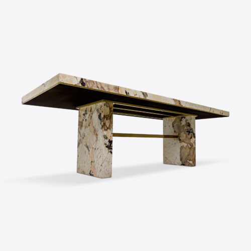 Patagonia quartzite luxury dining table marble brass