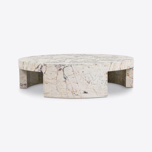 large round marble coffee table in viola marble