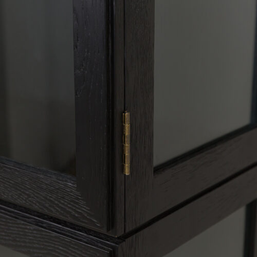 Richmond black oak ebonised glazed tall drinks cabinet