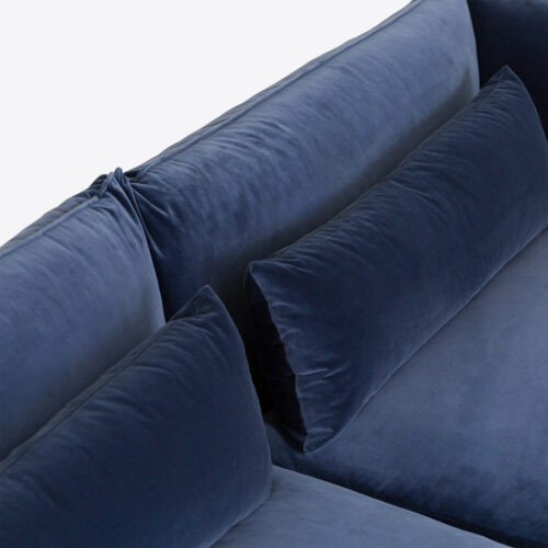 cornflower blue velvet Milano sectional sofa 70's style