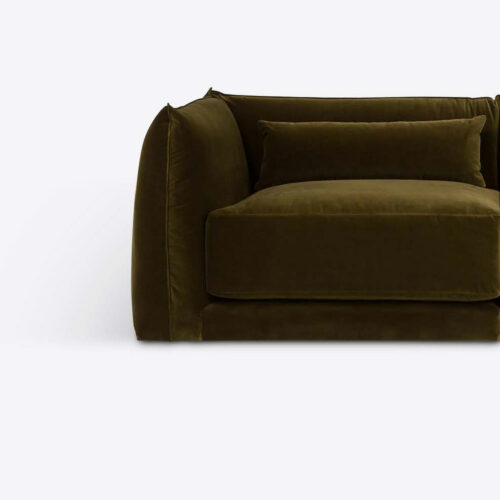 Milano sectional sofa 70's style moss green velvet