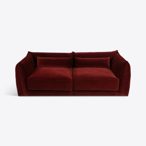 red brick velvet Milano sectional sofa 70's style