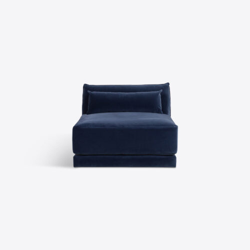 cornflower blue velvet Milano sectional sofa 70's style