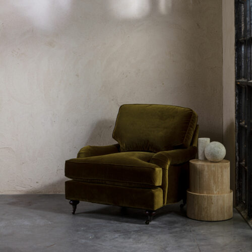 Panama travertine side table round plinth