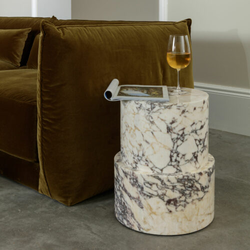 Panama Viola marble side table round plinth