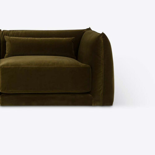 Milano sectional sofa 70's style moss green velvet