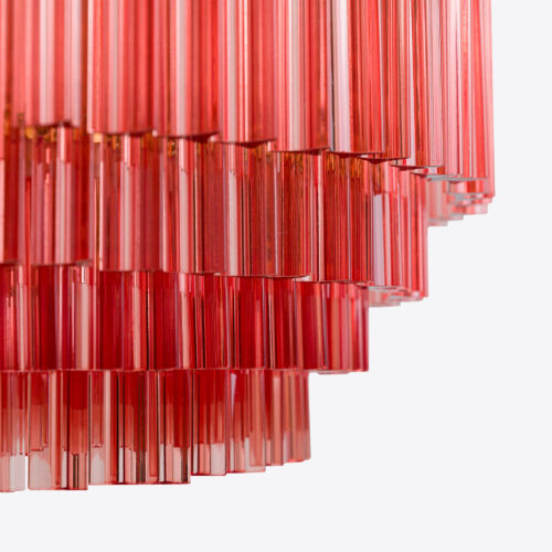 Large Pink Amaro - large pink drum chandelier in mid-century Murano glass style