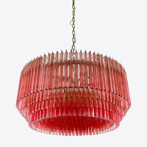 Large Pink Amaro - large pink drum chandelier in mid-century Murano glass style