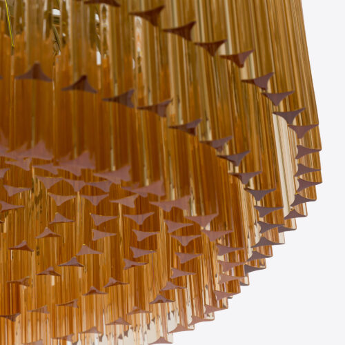 Medium Amber Amaro - amber drum chandelier in mid-century Murano glass style