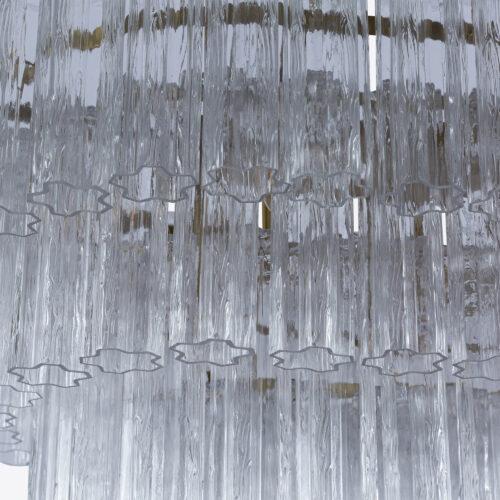 Treviso mid-century inspired dining chandelier in smoked quartz pink or clear glass