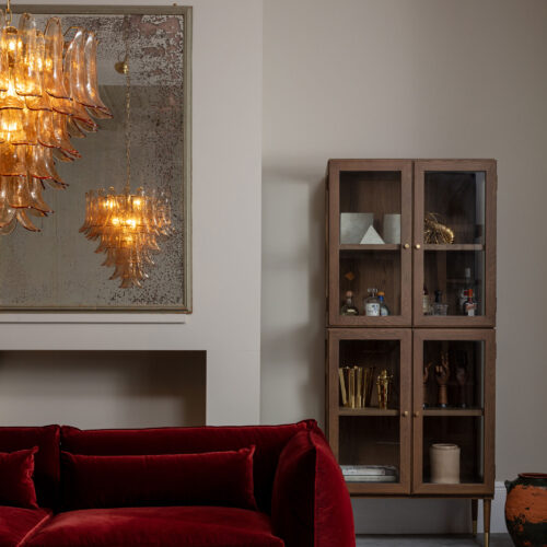 Petalo amber chandelier in a mid-century Murano style