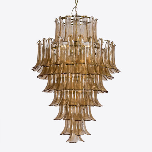 Petalo tiered petal chandelier in amber glass - mid-century inspired