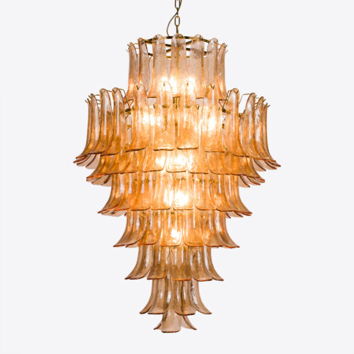 Petalo tiered petal chandelier in amber glass - mid-century inspired