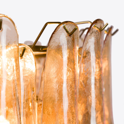 Petalo tiered petal chandelier in amber glass - mid-century inspired