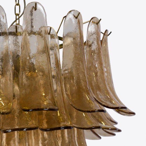 Petalo tiered petal chandelier in amber glass - mid-century inspired