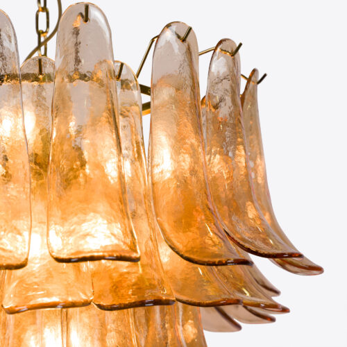 Petalo tiered petal chandelier in amber glass - mid-century inspired