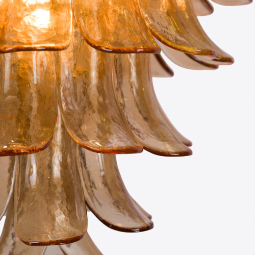 Petalo tiered petal chandelier in amber glass - mid-century inspired