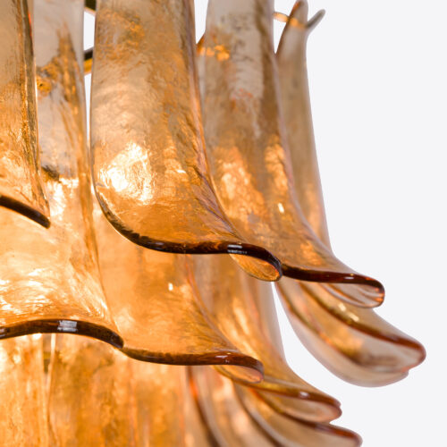 Petalo tiered petal chandelier in amber glass - mid-century inspired