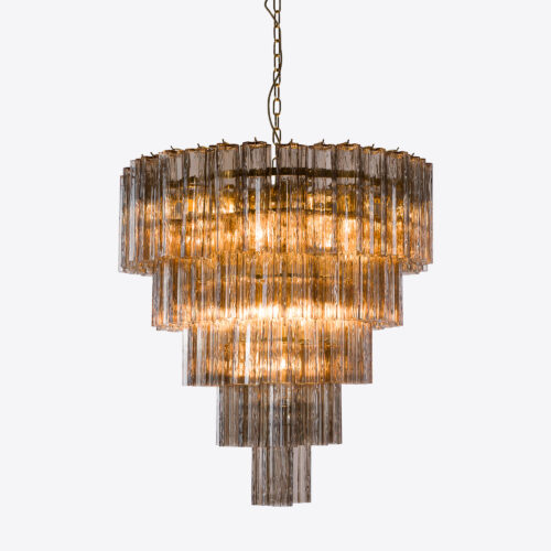 Treviso smoked glass tiered chandelier in mid-century style