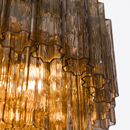 Treviso smoked glass tiered chandelier in mid-century style