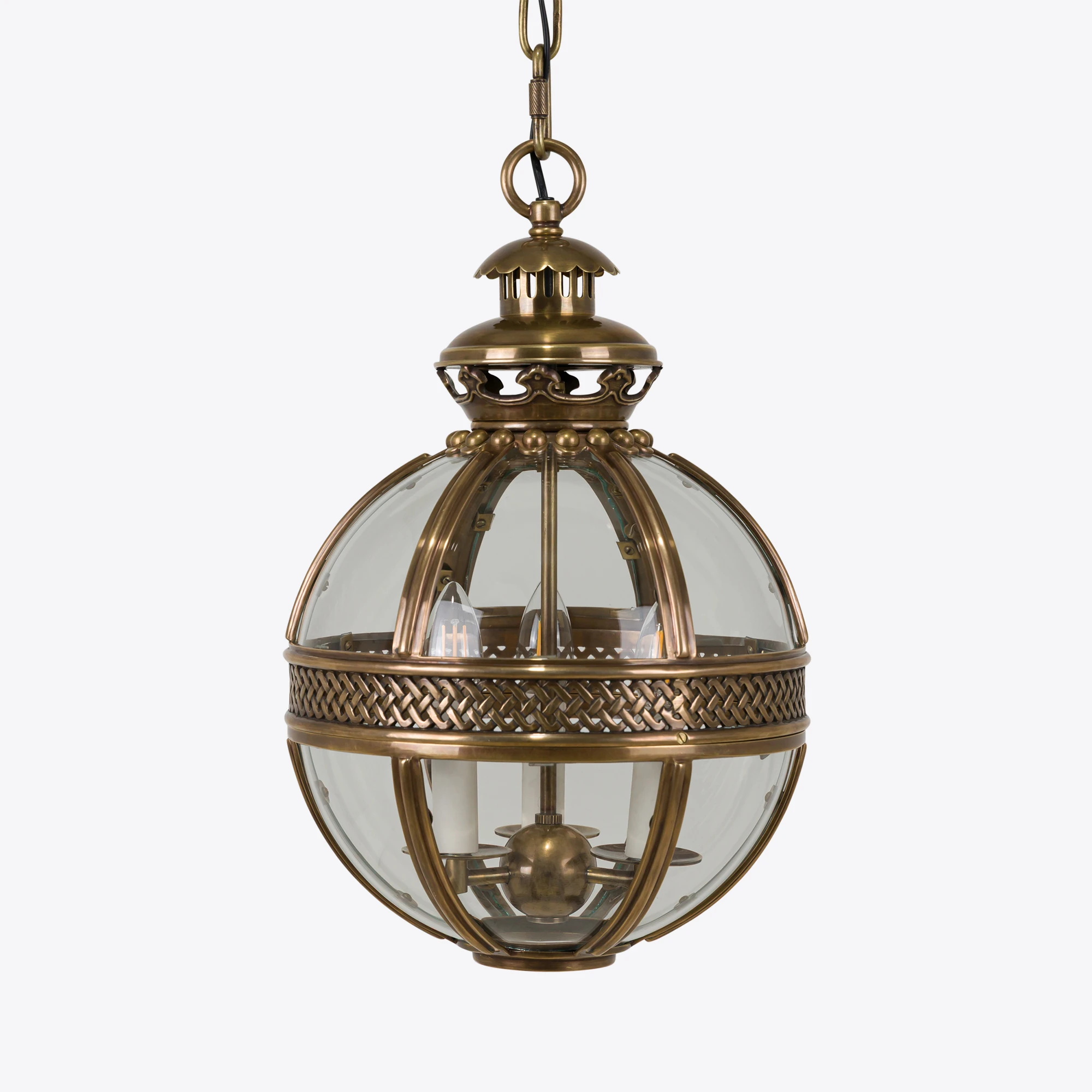 Richmond Globe Lantern In Antique Brass