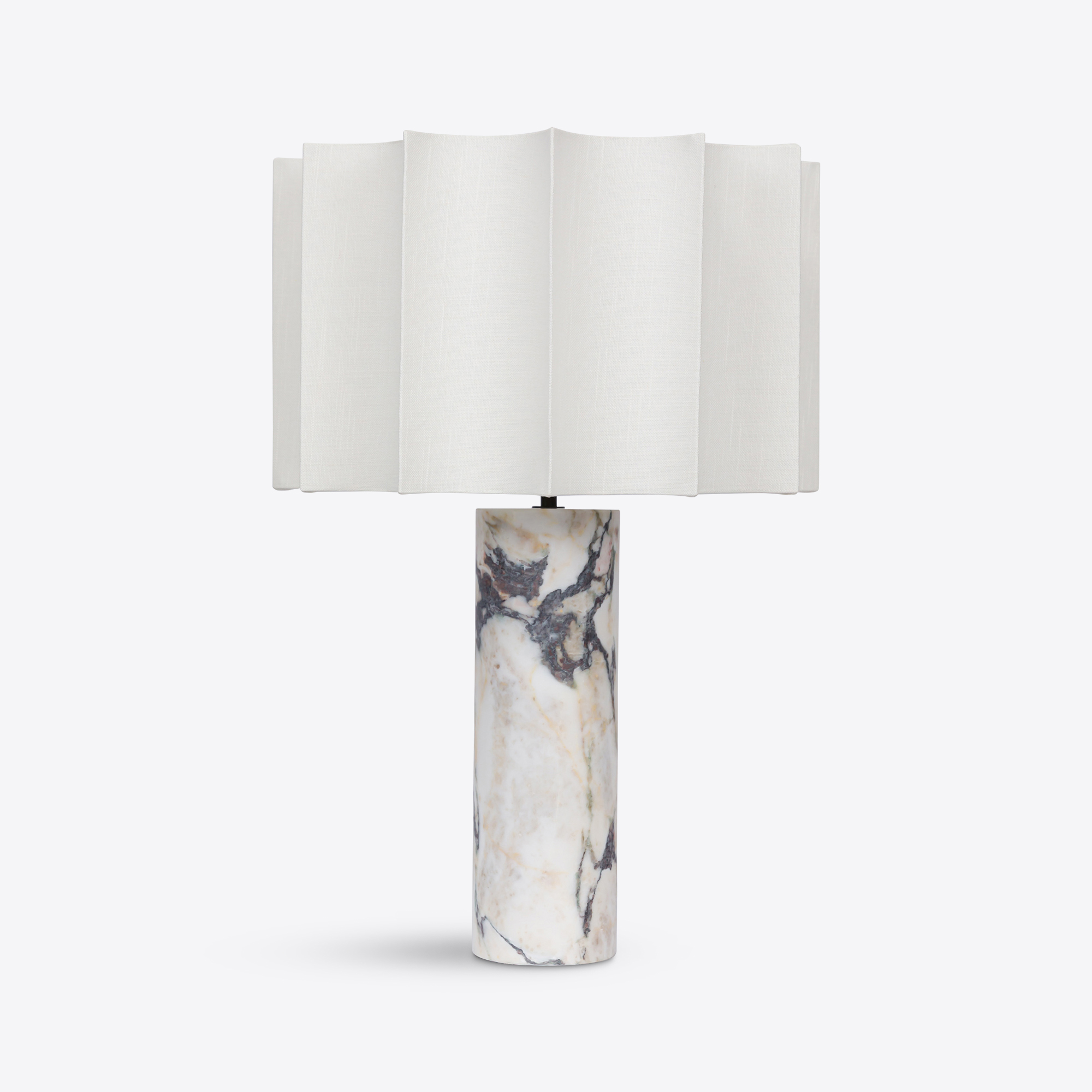 Cusco Calacatta Marble Table Lamp - Linen Shade