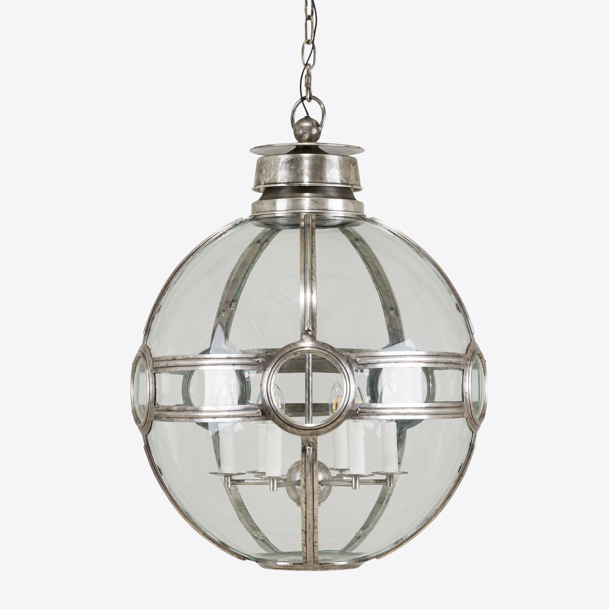 Large Pimlico Globe Lantern in Burnished Silver