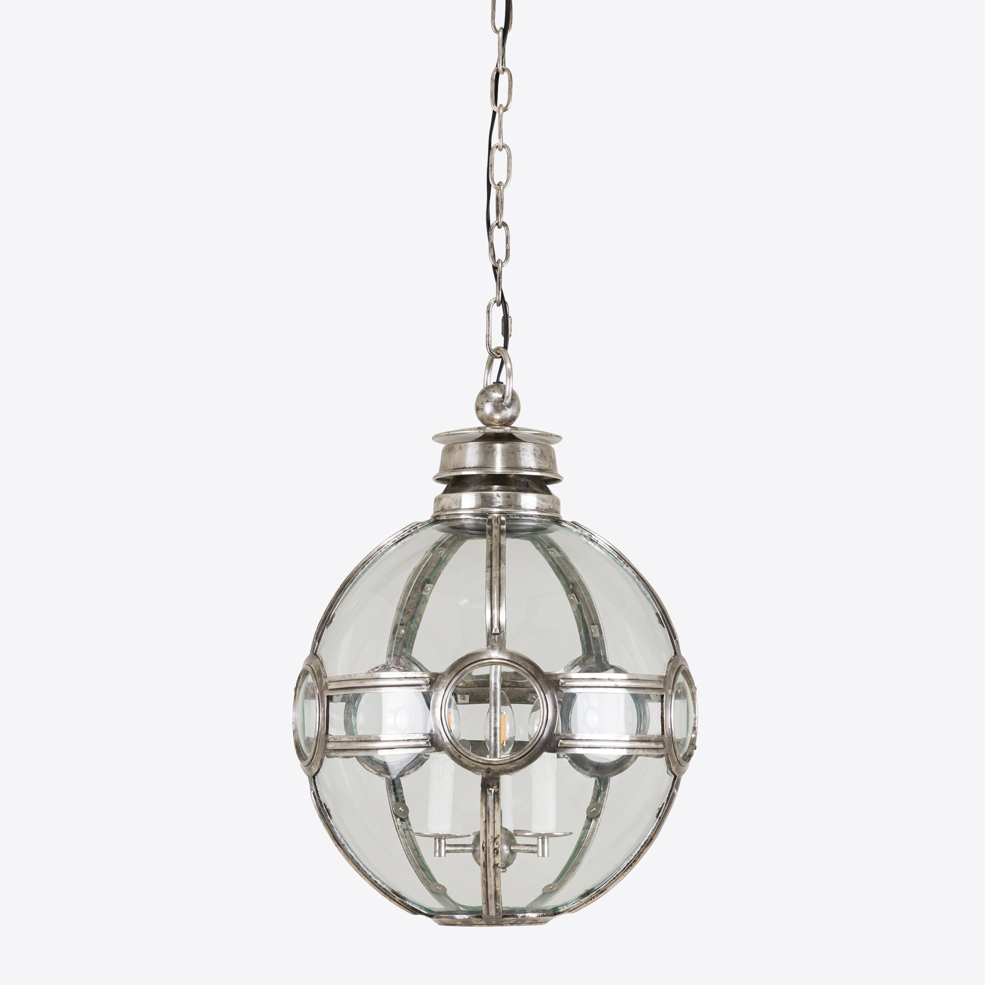 Medium Pimlico Globe Lantern in Burnished Silver